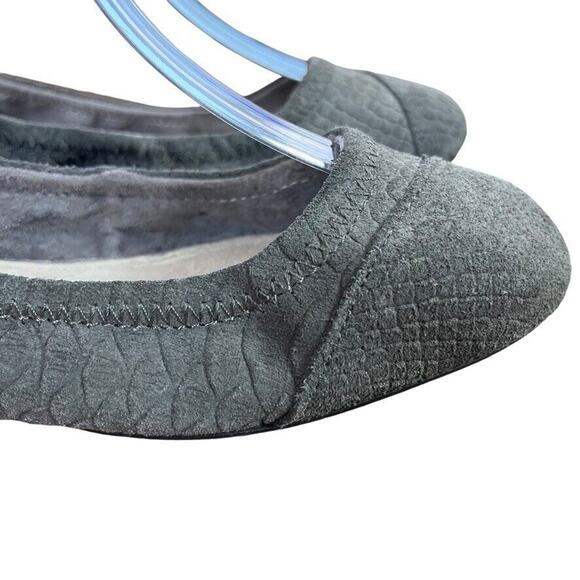 Toms Womens Gray Leather Reptile Print Slip On Square Toe Ballet Flats Shoes 7 - Picture 13 of 16